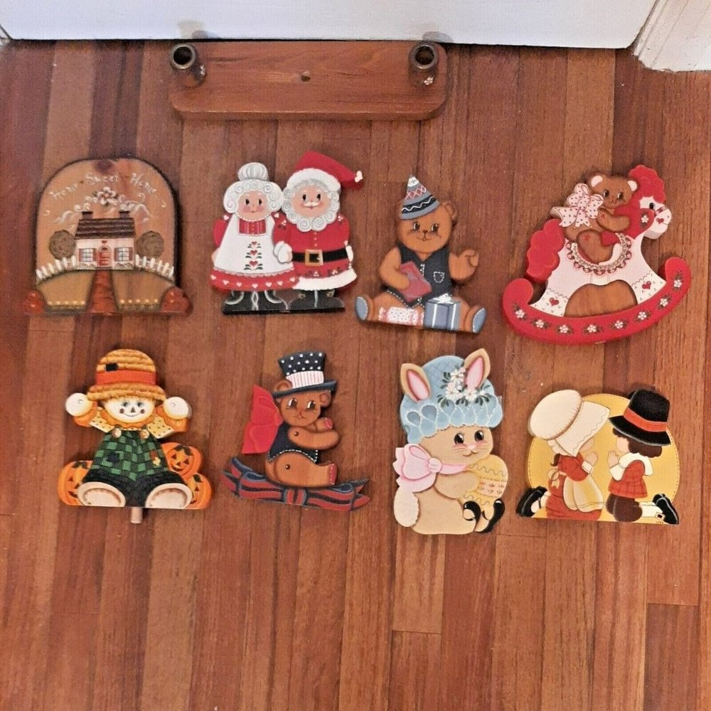 Hand Painted Multi Holiday Candle Base with 8 Cutouts